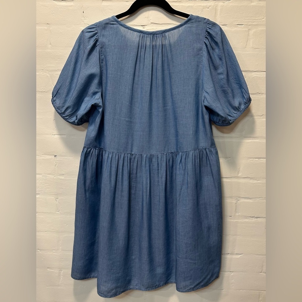 NWT LOFT Light Blue Chambray Clean Girl Normcore Coastal Mini Dress Size S - Picture 6 of 7
